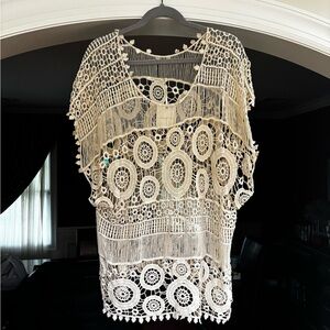 Do Everything in Love Beige Crochet Top